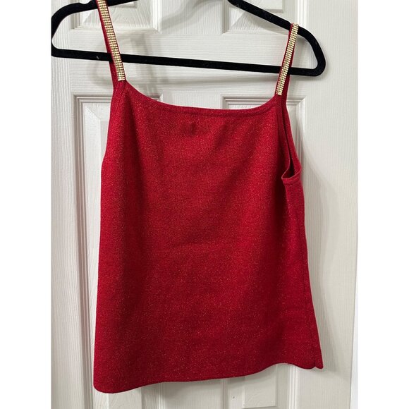 Y2k Michelle Antonelli Metallic Camisole Gold Metal Straps Silk Blend Tank Top - Picture 3 of 10